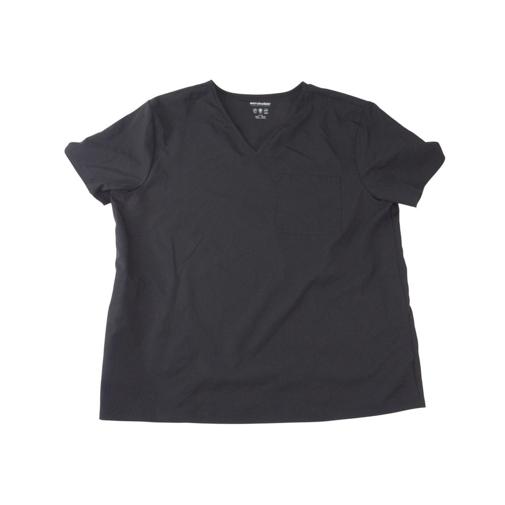 Scrubstar Premium Scrub Top Black Short Sleeve V-Neck Mechanical Stretch XL/XG
